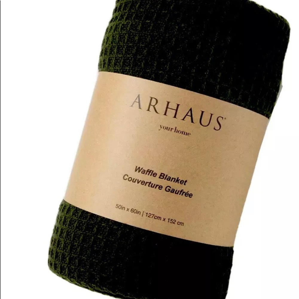 NEW ARHAUS® Waffle Knit Throw Blanket - Dark Green FabFitFun